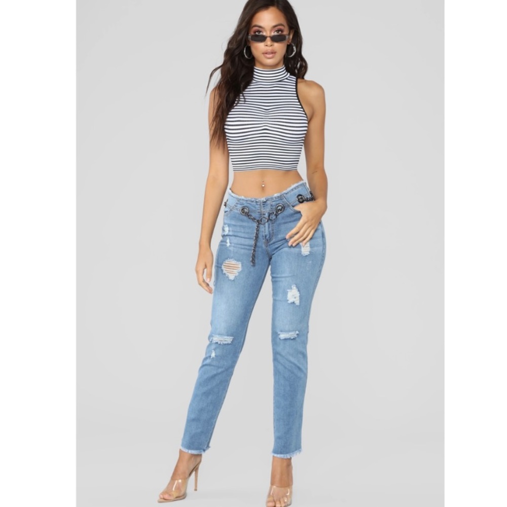 Light blue distressed jeans